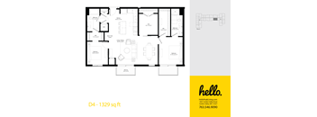 D4 Floor Plan at Hello Apartments, Minnesota