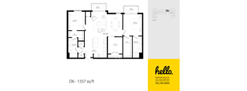 D6 Floor Plan at Hello Apartments, Minneapolis, MN, 55427