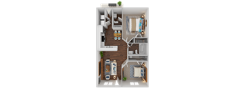 a floor plan of a bedroom with a bathroom and a living room