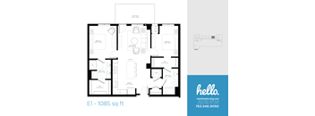 E1 Floor Plan at Hello Apartments, Minneapolis, 55427