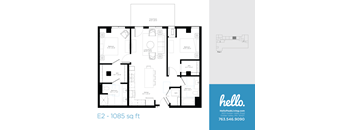 E2 Floor Plan at Hello Apartments, Minneapolis, Minnesota