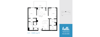 E3 Floor Plan at Hello Apartments, Minneapolis
