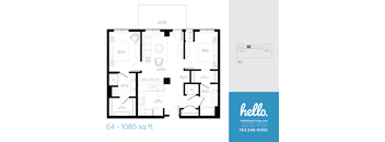 E4 Floor Plan at Hello Apartments, Minnesota