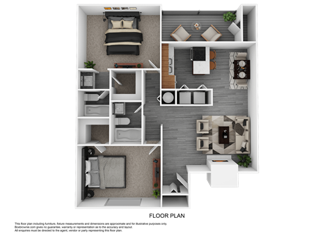 a 3d floor plan of a house with bedrooms and a living room