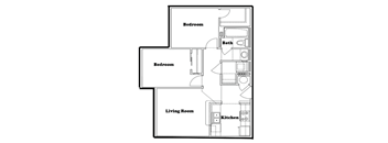 a floor plan of a house with bedrooms and a living room