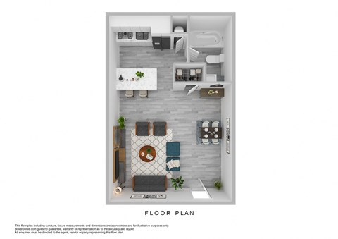 a hypothetical floor plan for a 1 bedroom floor plan  virtual rendering
