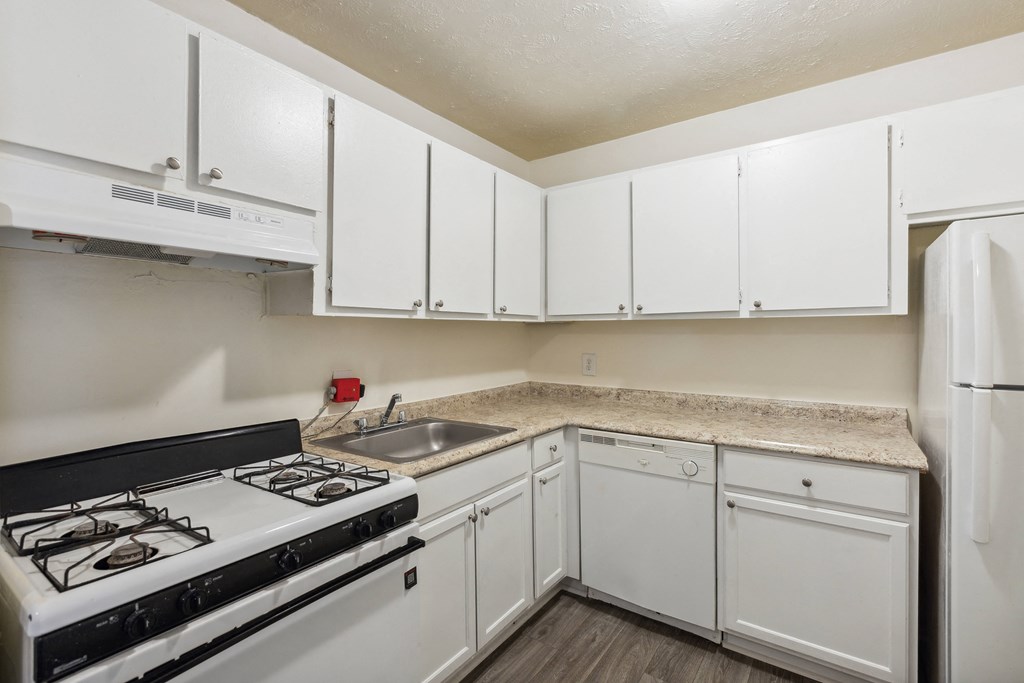 the preserve at ballantyne commons apartment kitchen with stove and sink