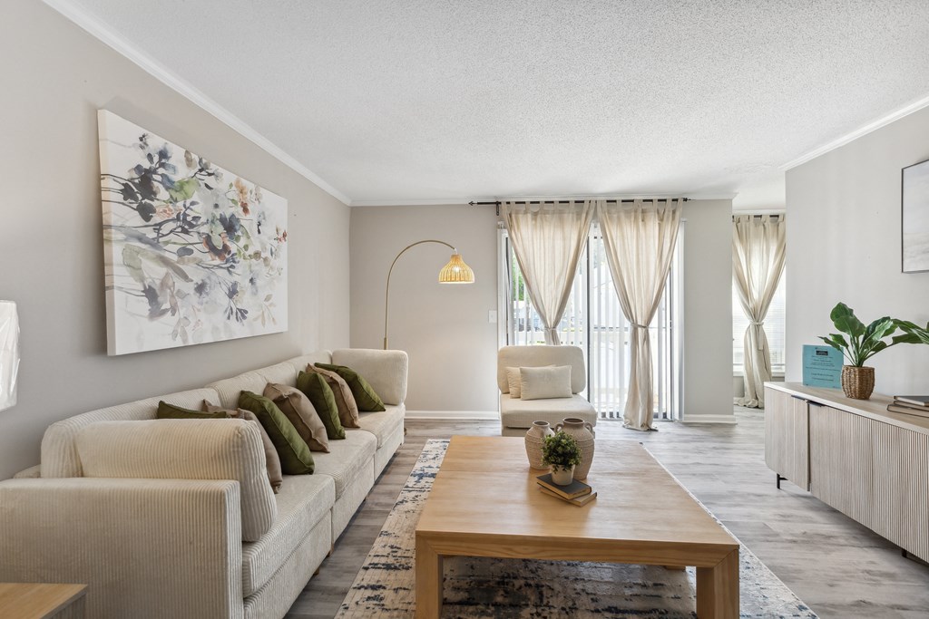 a living room with a couch and a coffee table
