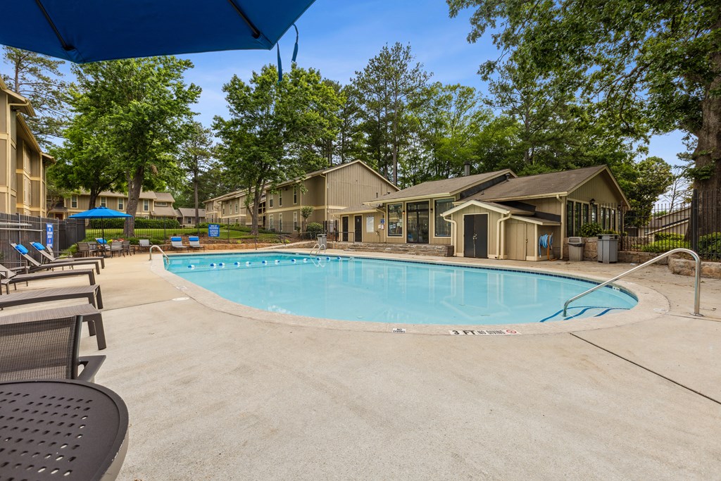 our resort style swimming pool is next to our apartment buildings