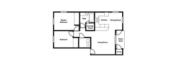 a floor plan of a house with a bedroom and a living room