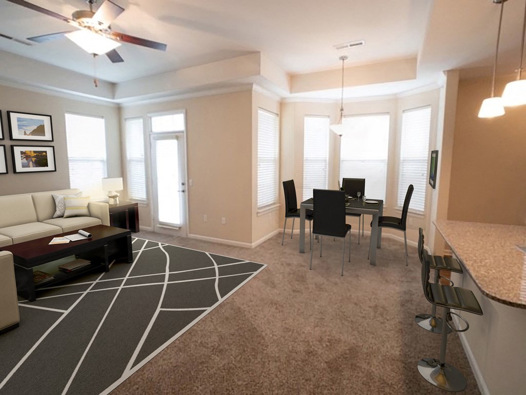 Living Room With Dining Area at Hurstbourne Estates, Louisville, 40223