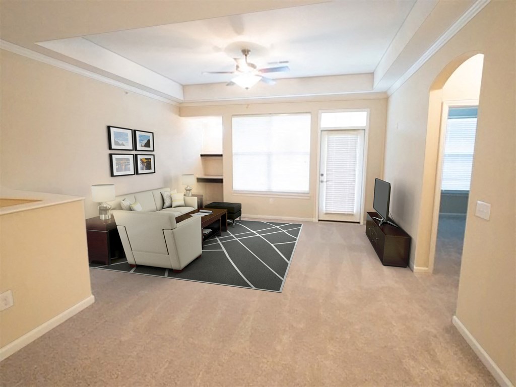Carpeted Living Room at Hurstbourne Estates, Louisville, Kentucky