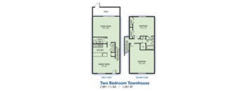 Morrowood Townhomes - Two Bedroom One-and-a-Half Bathroom Floor Plan