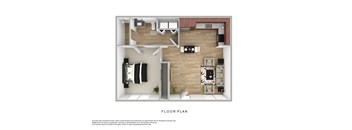 a stylized floor plan of a 1 bedroom floor plan