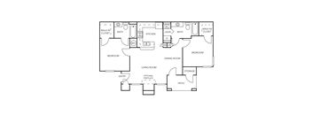 a floor plan of a modular home with bedrooms and a living room
