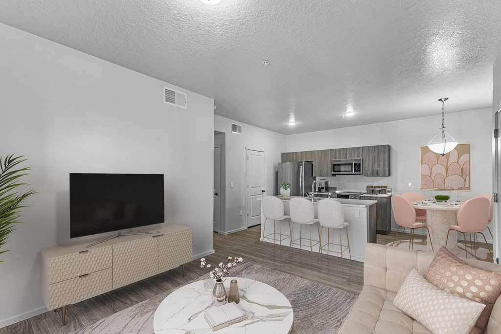 Living Room With Kitchen Area at Silver Ridge, Idaho