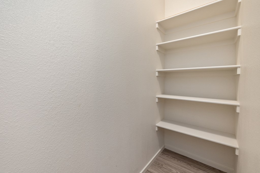 Empty white shelves at Silver Ridge, Meridian, 83642 