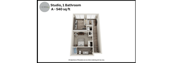 a floor plan of studio 1 bathroom a 354 sq ft