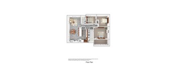 3Bed Floor Plan at Tanyard Park Apartments, Louisville