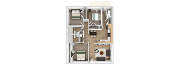 a 3d drawing of the floor plan of a apartment