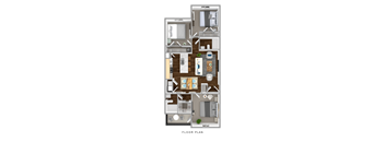a floor plan of a 1 bedroom floor plan with a bathroom and a living room