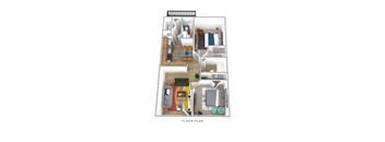 a 2400 sq ft floor plan with a bedroom and a living room