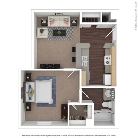 this is a 3d floor plan of a 2100 sq ft apartment