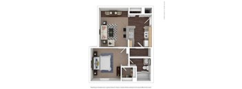 the outlook  3d floor plan  1199 square feet