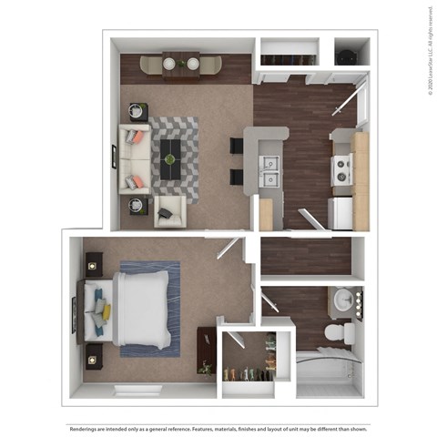 the outlook  3d floor plan  1199 square feet