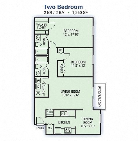 Willow Lake Apartments - 2 Bedroom Floor Plan
