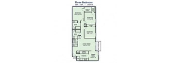 Willow Lake Apartments - 3 Bedroom Floor Plan Image