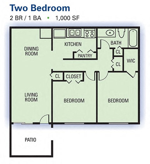Woods at Southlake - 2 Bedroom Floor Plan image
