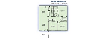 Woods at Southlake - 3 Bedroom Floor Plan Image