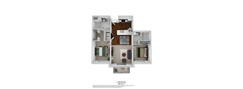 2Bed 2Bath A Floor Plan at The Beckstead Apartments, South Jordan, Utah