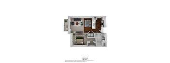 1Bed 1Bath Floor Plan at The Beckstead Apartments, South Jordan, UT, 84095