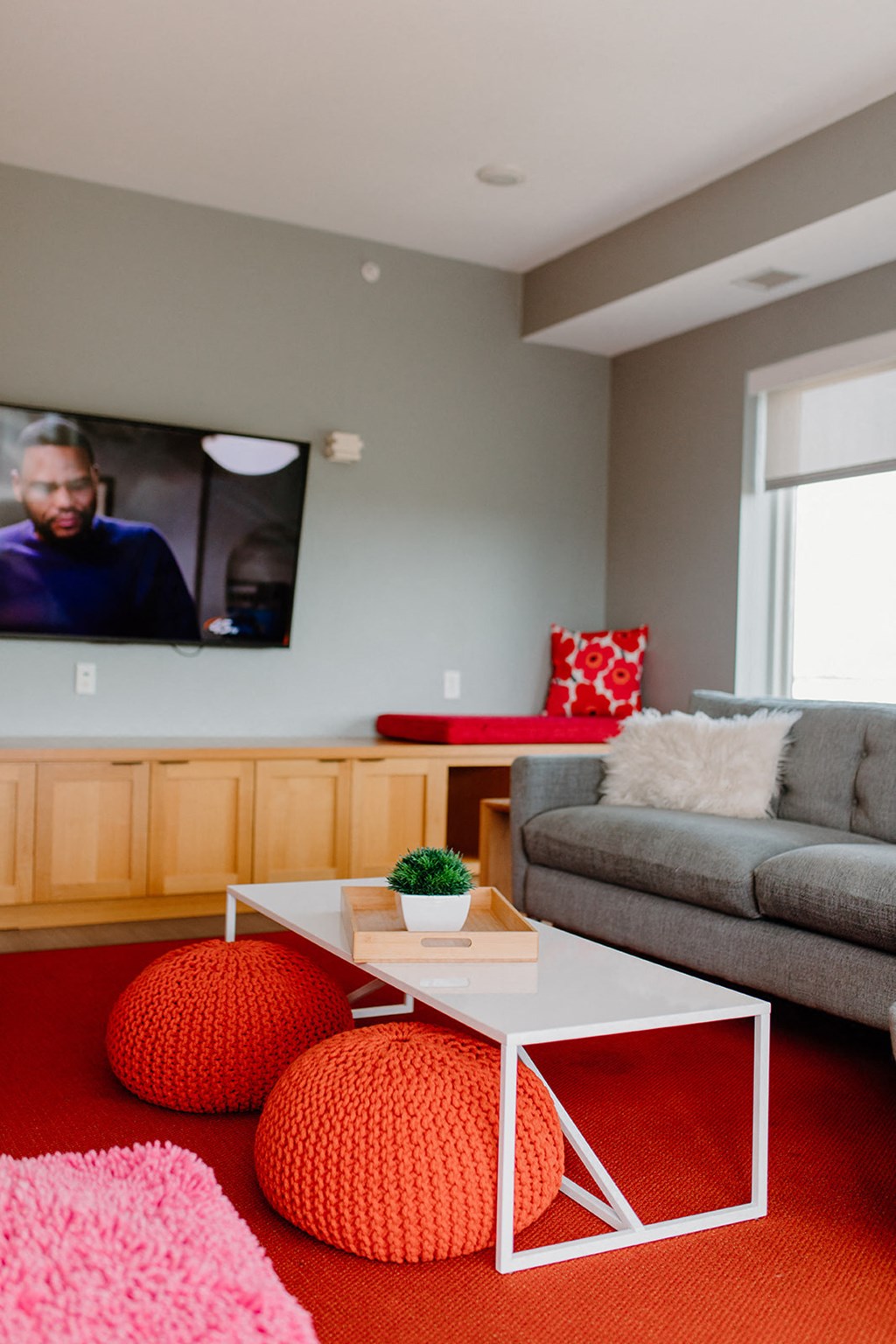 Living Room With TV at Hello Apartments, Minneapolis, MN, 55427