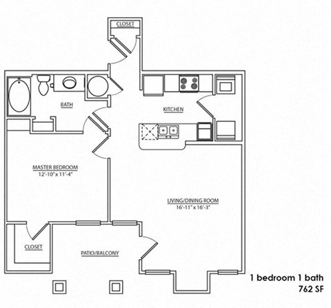 a floor plan of a 1 bedroom 1 bath floor plan with bedrooms and a bathroom