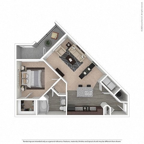 a floor plan with a bedroom and a living room