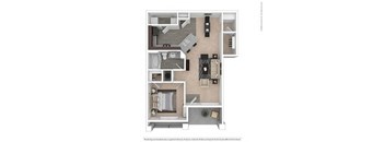 a floor plan with a bedroom and a living room