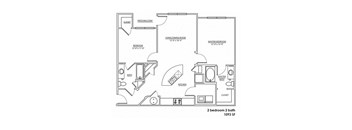 2 bed 2 bath A at Hurstbourne Estates Apartments, Kentucky