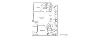 a floor plan of a two bedroom apartment with a bathroom and a living room