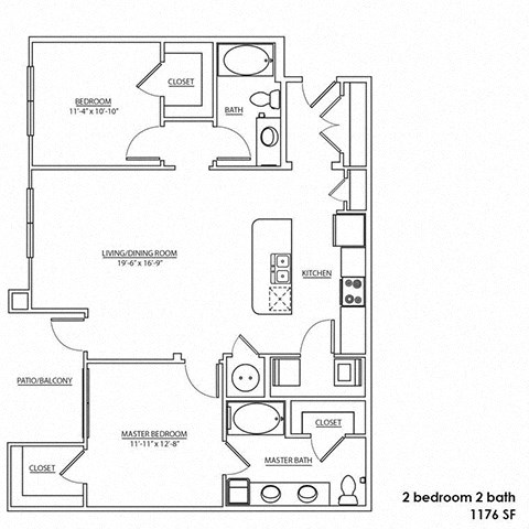 a floor plan of a two bedroom apartment with a bathroom and a living room