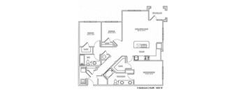 a floor plan of a residence with bedrooms and a bathroom