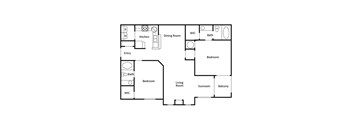 A black and white image of a floor plan for a house.