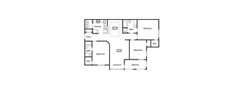 A floor plan of a house with a kitchen, dining room, living room, and multiple bedrooms.