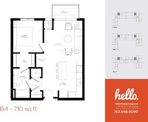 B4 Floor Plan at Hello Apartments, Minneapolis, MN