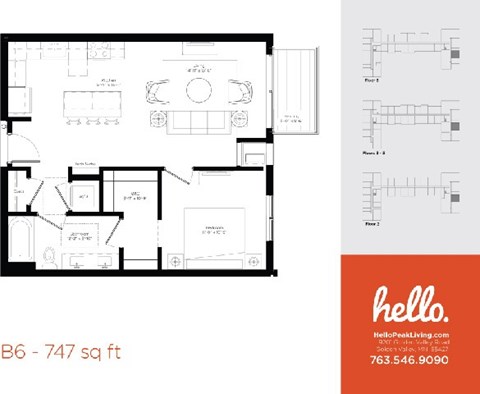 B6 Floor Plan at Hello Apartments, Minneapolis, 55427