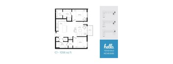 C1 Floor Plan at Hello Apartments, Minneapolis