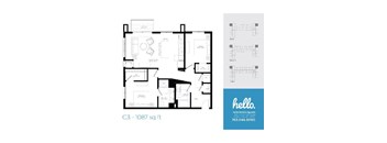 C3 Floor Plan at Hello Apartments, Minnesota, 55427