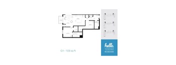 C4 Floor Plan at Hello Apartments, Minneapolis, 55427